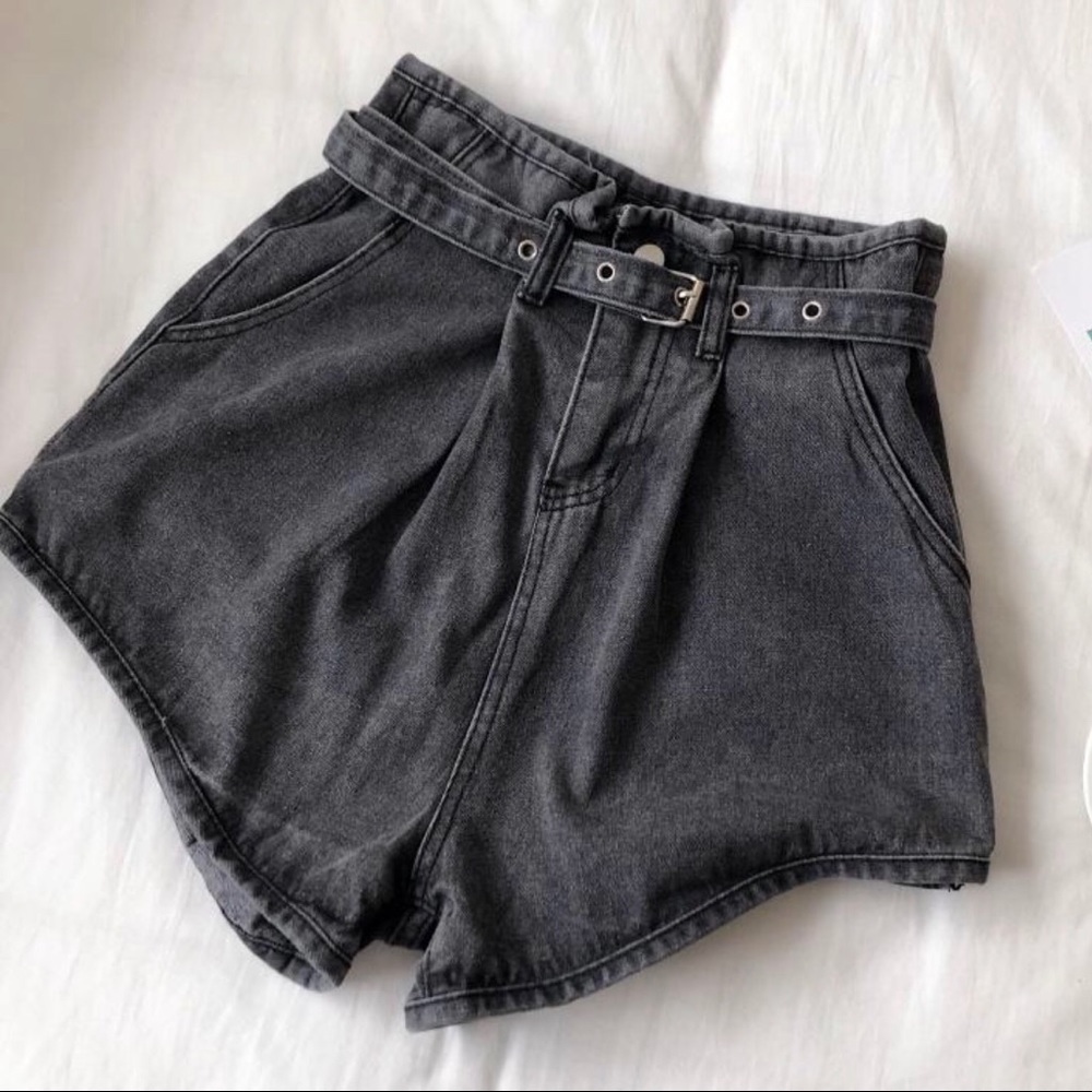 High Waisted Black Jean Shorts